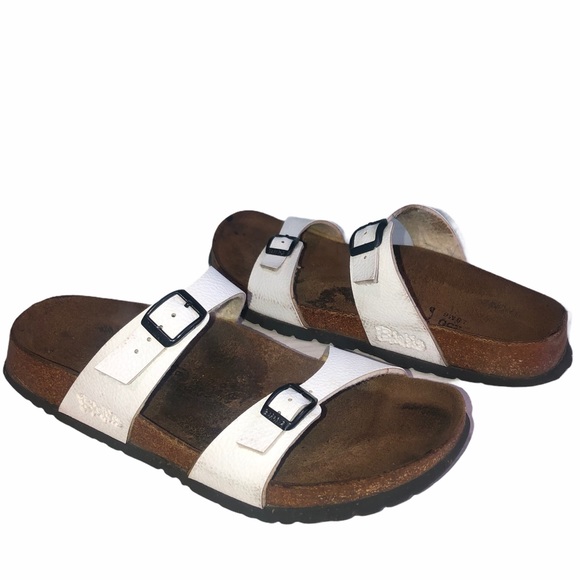 Birkenstock Shoes | White Birkis Birkenstock Slide On Sandals 39 | Poshmark